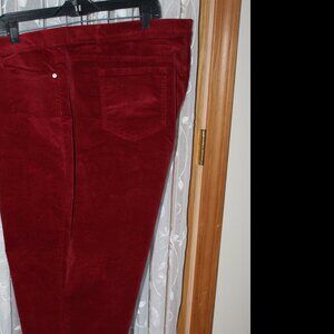 J-Jill Women NWT $99. Plus Thin Corduroy Pants Jeans 4XL Garnet Dark Red Casual